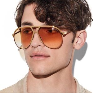 New Authentic TOM FORD Xavier Brown Gradient Pilot Men's Sunglass FT1060 30F 64